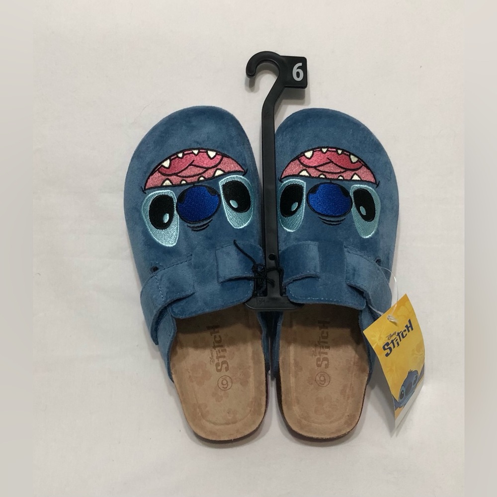Disney Blue Stitch women’s Slip-On Clogs side adj Velcro with Character Face. 6